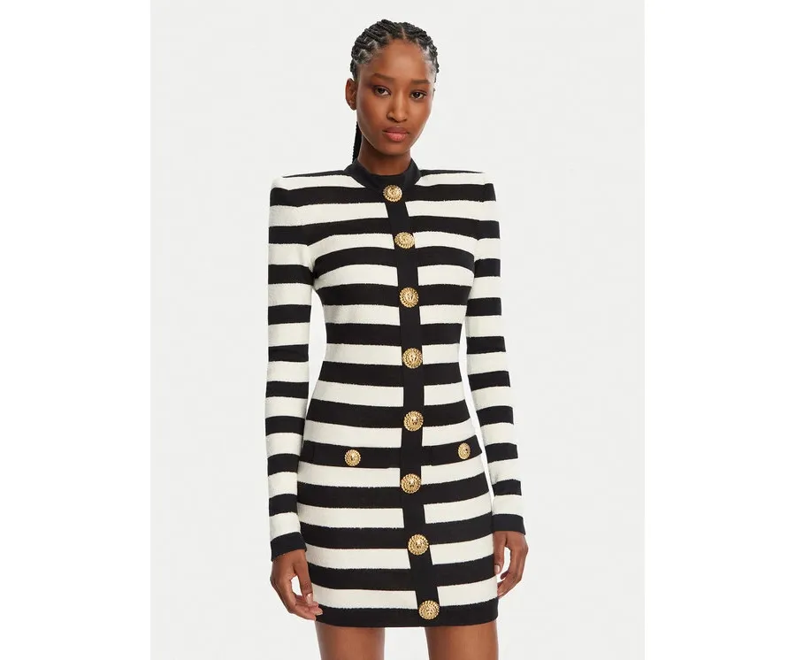 obrazek 1 Balmain Sukienka dzianinowa DF1R9193JI70 Czarny Regular Fit