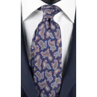 Picture Italian, navy blue tie with a paisley pattern