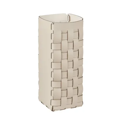 Picture Leather woven umbrella basket in vanilla color