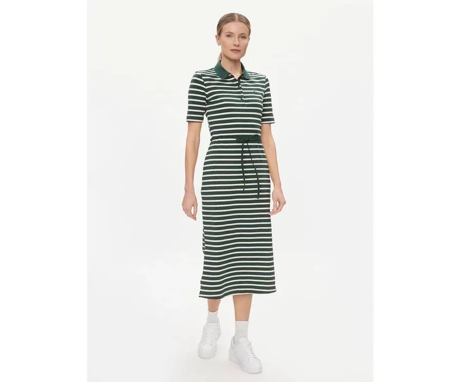 obrazek 1 Tommy Hilfiger Sukienka codzienna Reg Breton Midi Polo Dress Ss WW0WW42030 Zielony Regular Fit