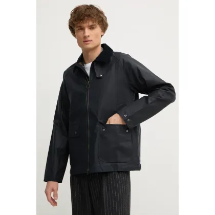 Zdjęcie Barbour kurtka bawełniana Short Bedale Wax Jacket kolor granatowy przejściowa MWX2205