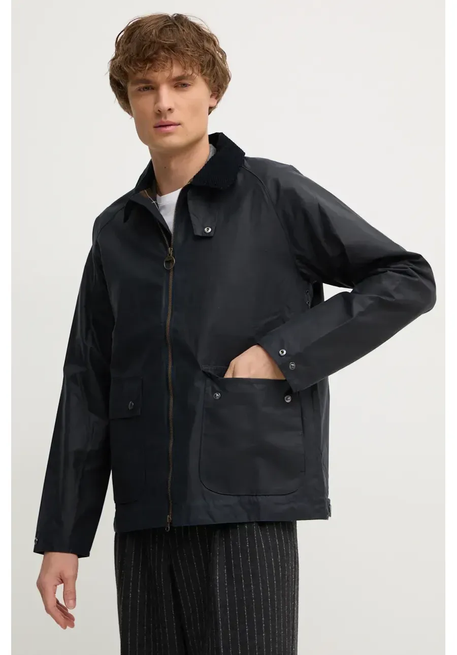 obrazek 1 Barbour kurtka bawełniana Short Bedale Wax Jacket kolor granatowy przejściowa MWX2205