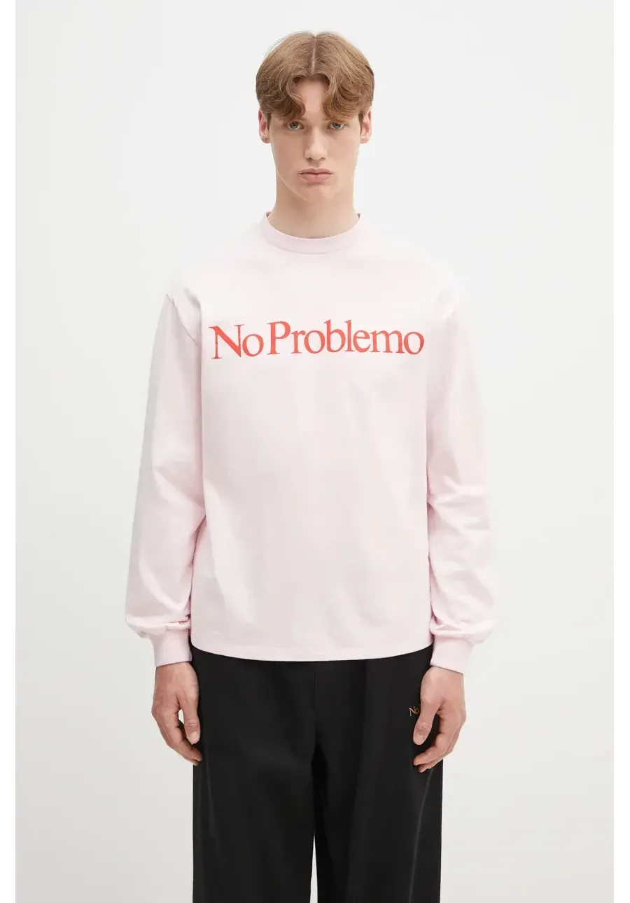 obrazek 1 No Problemo longsleeve bawełniany No Problemo LS Tee kolor różowy z nadrukiem NP6002203