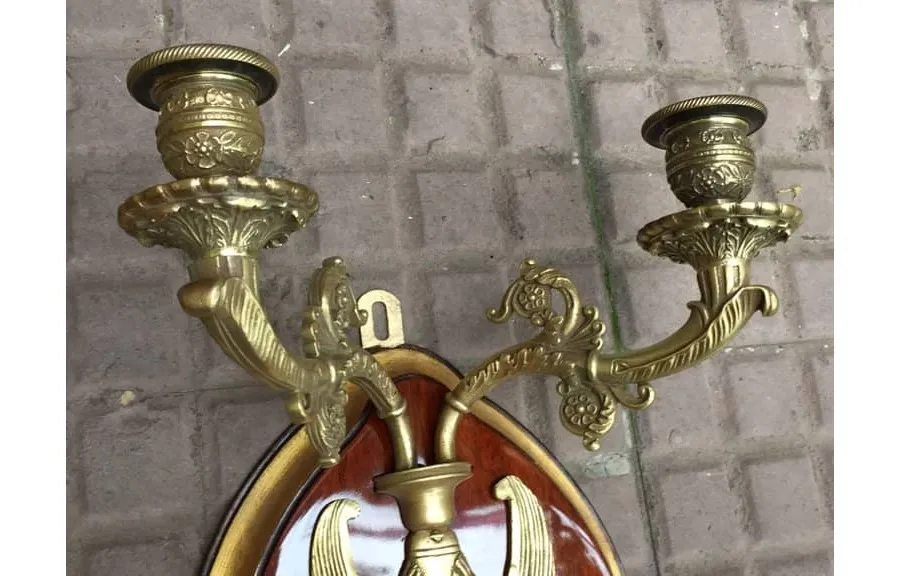 obrazek 7 Para starych kinkietów z brązu Napoleon III
