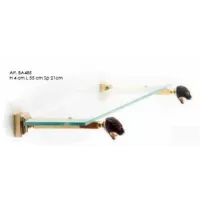 Picture 24K gold glass bathroom shelf with micro-cast enameled brass panther - Il Paralume Marina