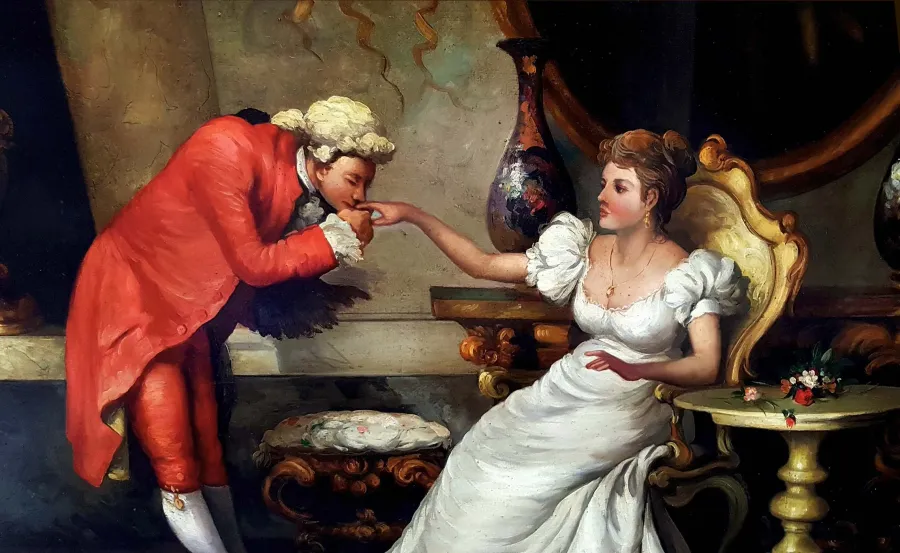 obrazek 6 Obraz Salvatore'a Testy ukazujący piękną scenę zalotów 80x100 cm