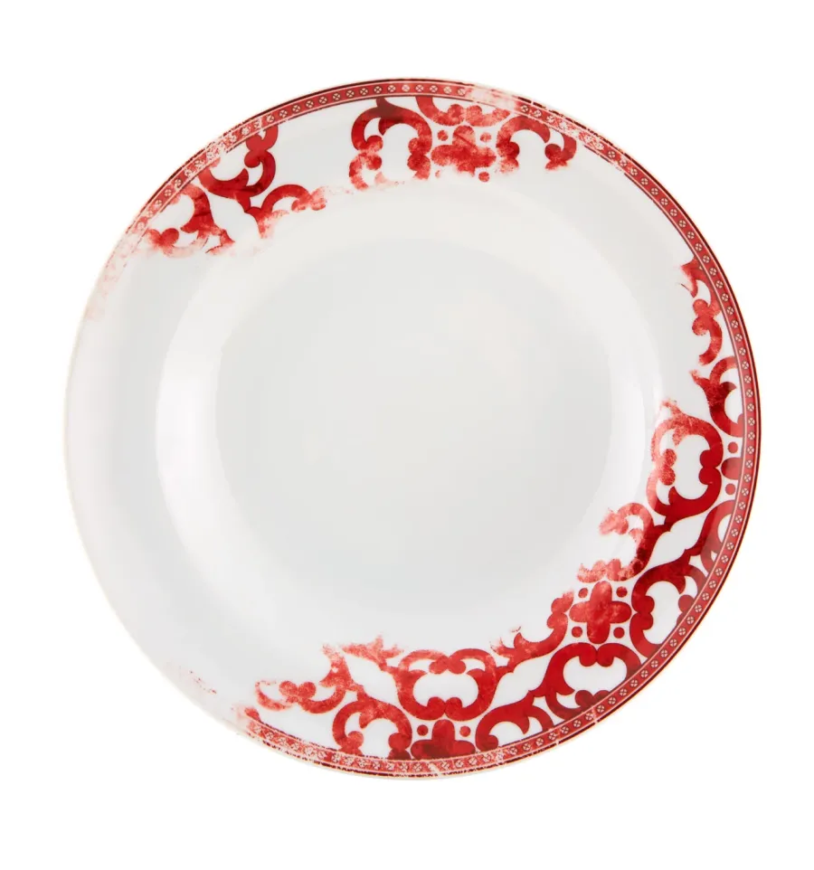 obrazek 3 Duży komplet zastawy obiadowej z porcelany z kolekcji Timeless z wyjątkowymi czerwonymi i granatowymi wzorami - Vista Alegre