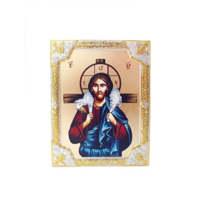 Zdjęcie Śliczna prosta Ikona Chrystus Dobry Pasterz  14x18 cm