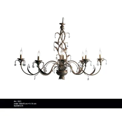 Zdjęcie Owalny żyrandol z ośmioma światłami z wiszącym kryształem Asfour - Il Paralume Marina