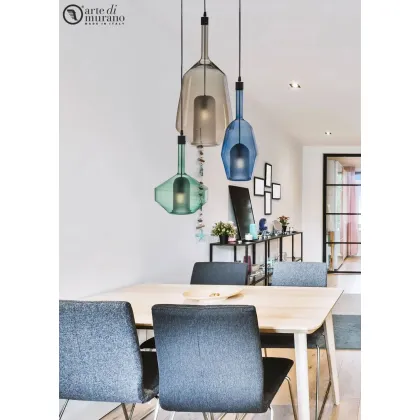 Zdjęcie Ekskluzywna lampa wisząca z trzema światłami mieszanymi szkło Murano