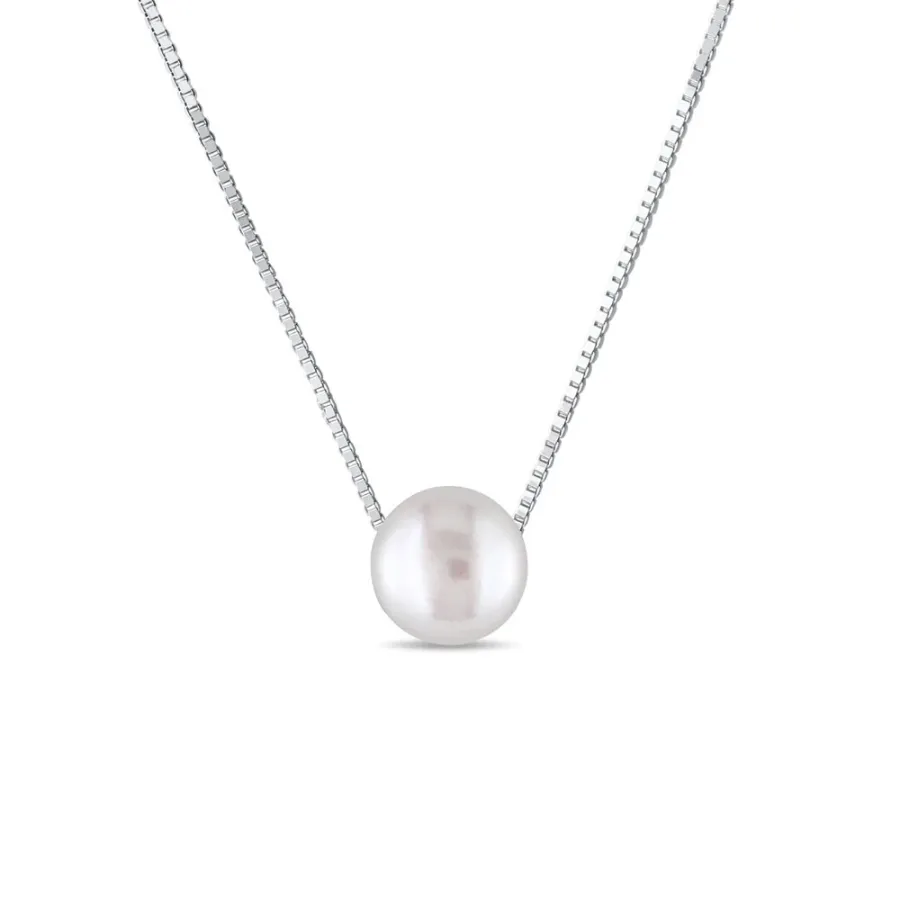 obrazek 1 Naszyjnik wykonany z białego złota z białą perłą KLENOTA