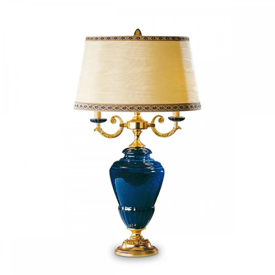 obrazek 1 Lampa stołowa dwupunktowa z mosiądzu H.73xL.33xP.43 cm