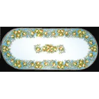 Picture A prestigious garden table top made of volcanic lava decorated with a fruit ornament - Ceramiche Valchida