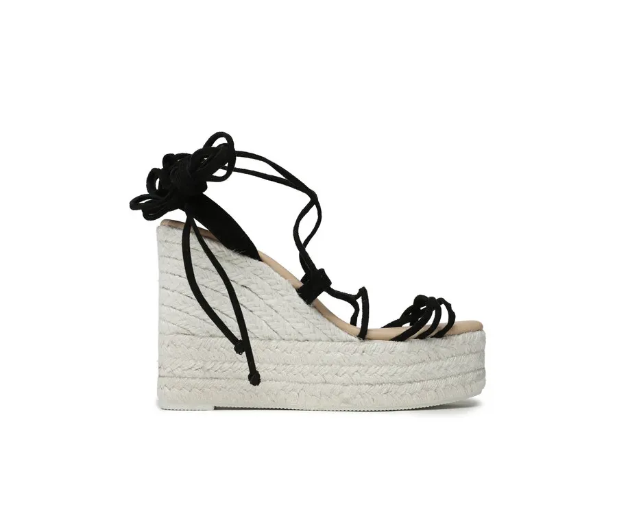 obrazek 1 Manebi Espadryle Lace-Up Wedge Espadrilles L 8.6 WA Czarny