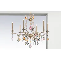 Picture An unusual chandelier with colorful 3+3 crystals