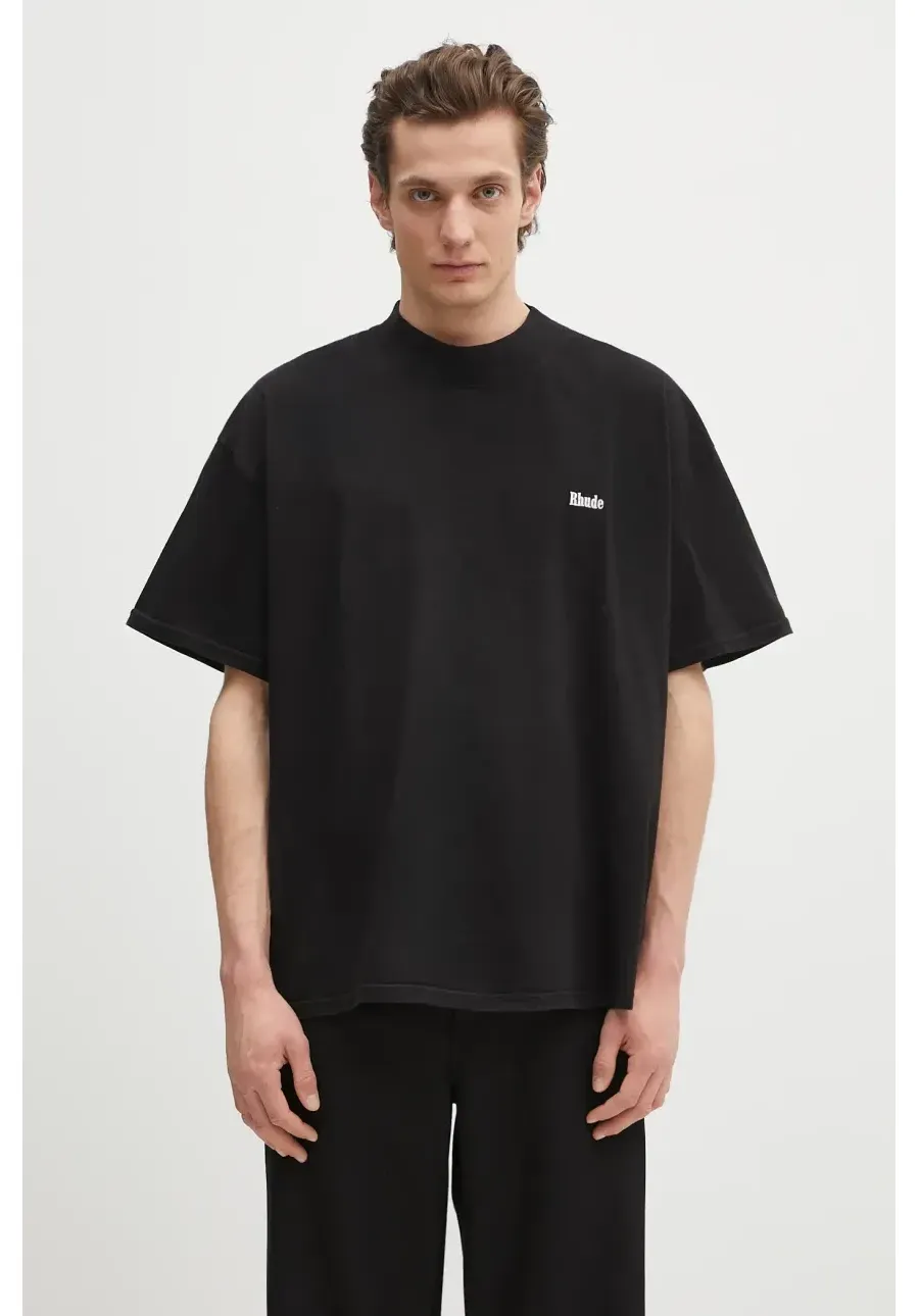 obrazek 1 RHUDE t-shirt bawełniany Classique męski kolor czarny gładki RHPS25TT16012