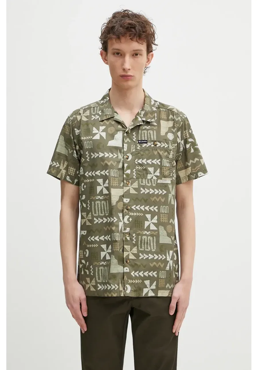 obrazek 1 Columbia koszula bawełniana Pine Canyon Short męska kolor zielony regular 2037171