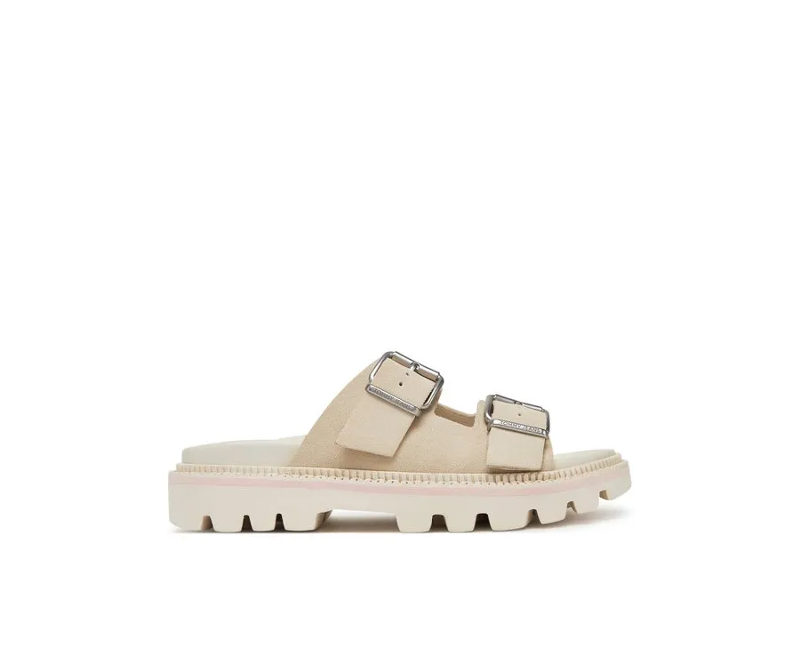 obrazek 1 Tommy Jeans Klapki Double Strap Sandal Suede EN0EN02797 Écru