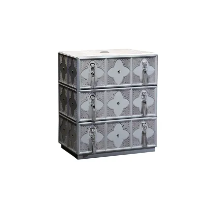 Picture White marble, leather - luxury edition - VALENTINA bathroom cabinet - Collecion Alexandra