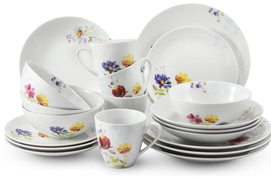 obrazek 1 20-częściowa elegancka zastawa obiadowa wykonana z porcelany zdobiona kwiatowymi dekoracjami – Leander