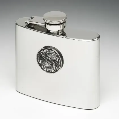 Picture Stainless steel hip flask decorated with a Celtic pattern