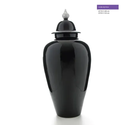 Picture Black ceramic vase with chicory 110cm, 130cm