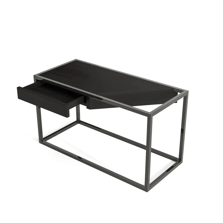 obrazek 4 Portugalski stolik z czarnego drewna dębowego i stali lakierowanej na czarno