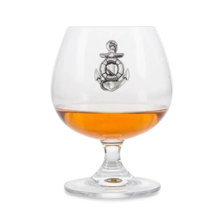 obrazek 1 Ekskluzywny prezent na wyjątkową okazję – kieliszek do brandy z emblematem przedstawiającym morską kotwicę