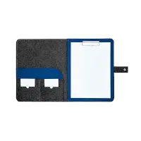 Picture Padded notebook case with a mechanism for attaching sheets of paper and pockets