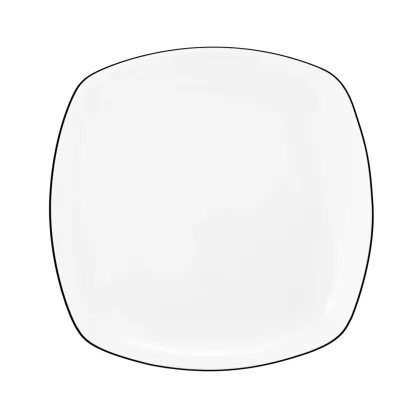 Zdjęcie Kwadratowy porcelanowy talerz śniadaniowy 20 cm ze zdobieniem czarną obwódką - Seltmann Weiden