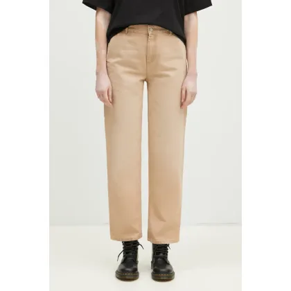 Zdjęcie Carhartt WIP spodnie bawełniane Pierce Pant Straight kolor beżowy fason cargo high waist I034323.07E4O