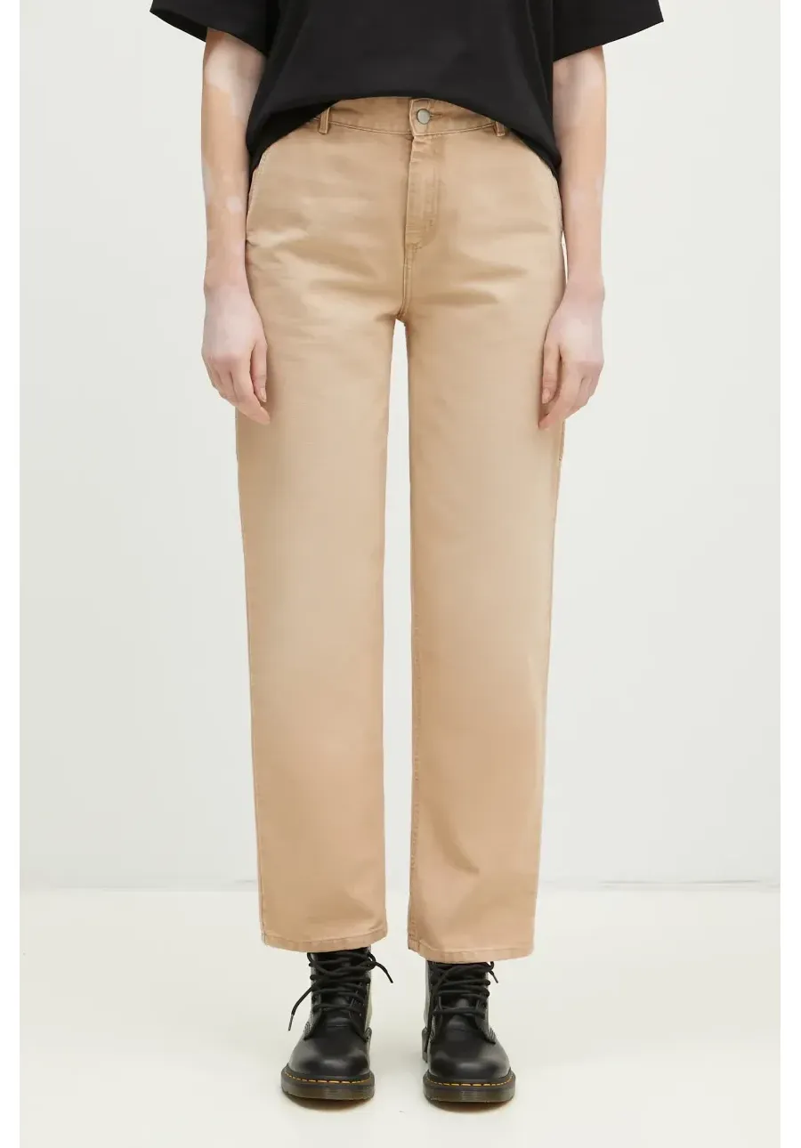 obrazek 1 Carhartt WIP spodnie bawełniane Pierce Pant Straight kolor beżowy fason cargo high waist I034323.07E4O