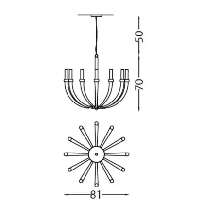 Zdjęcie Wyjątkowy żyrandol z ramionami rogowymi, kryształami i świecami borokrzemianowymi - Il Paralume Marina