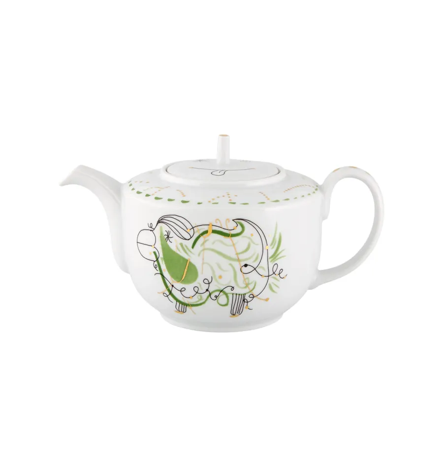 obrazek 1 Porcelanowy biały dzbanek do herbaty Folkifunki z ekspresyjnym motywem - Vista Alegre