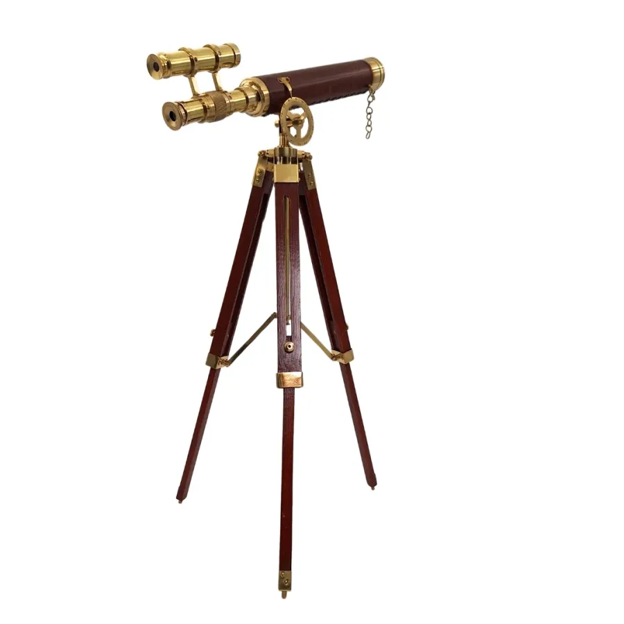obrazek 3 Mosiężna Luneta Gabinetowa Premium na Drewnianym Statywie - Wysokość 57cm