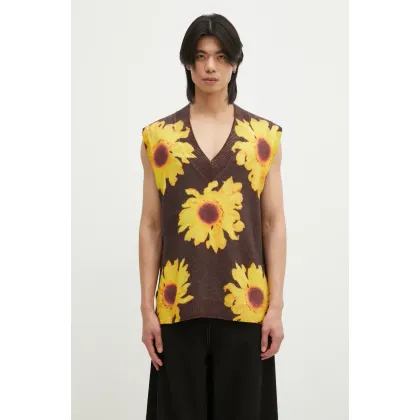 Zdjęcie JW Anderson kamizelka wełniana Printed Vest kolor brązowy KW1305.YN0008.685
