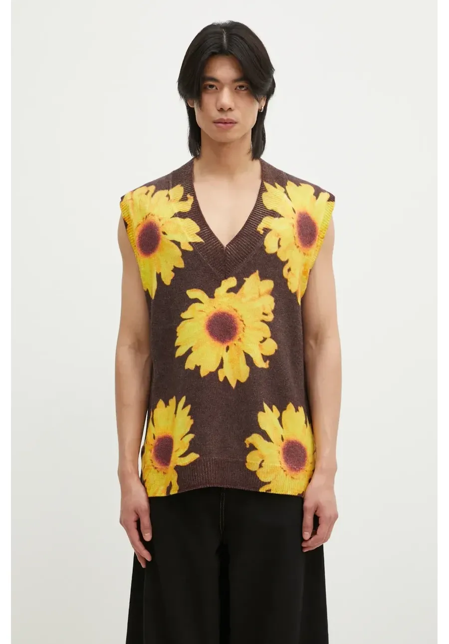 obrazek 1 JW Anderson kamizelka wełniana Printed Vest kolor brązowy KW1305.YN0008.685
