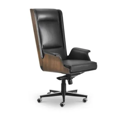 Zdjęcie Elitarny skórzany fotel biurowy z oryginalnym wykończeniem