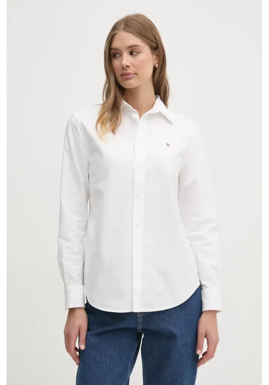 obrazek 1 Polo Ralph Lauren koszula bawełniana damska kolor biały relaxed z kołnierzykiem klasycznym 211970736