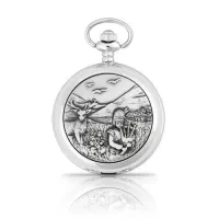 Picture Mechanical pocket watch with a Scottish piper – a gift for a man