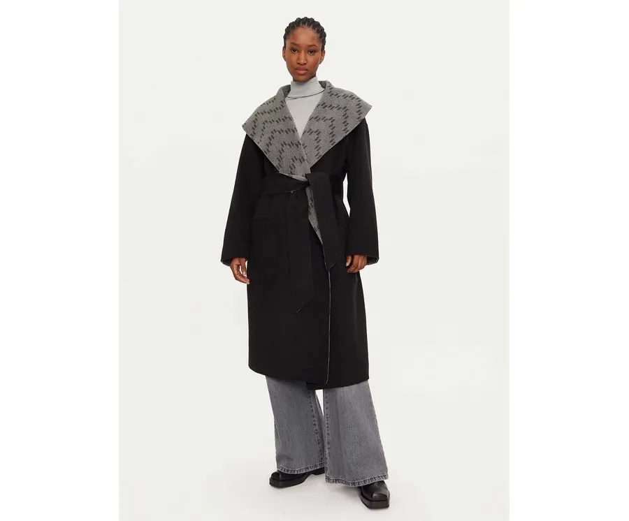obrazek 1 KARL LAGERFELD Płaszcz wełniany 246W1502 Szary Loose Fit