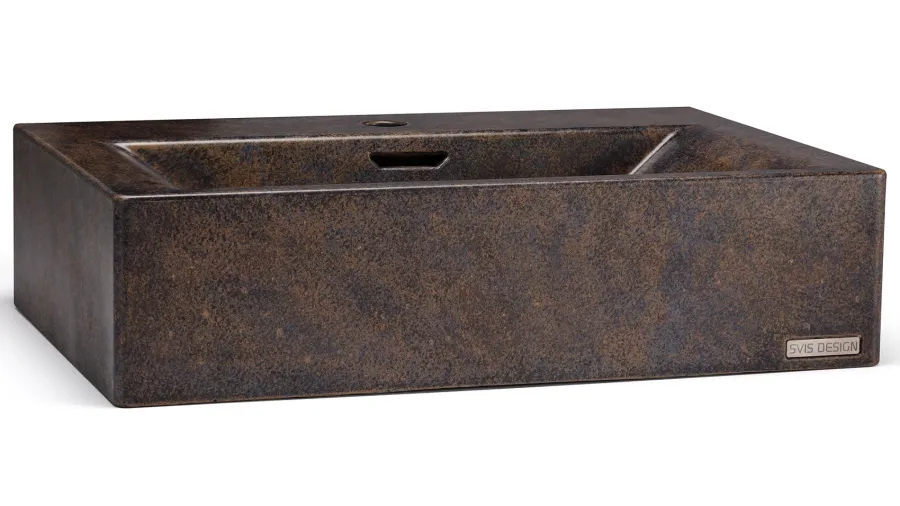 obrazek 2 Stylowa umywalka 60 cm PYXIS BASIC z przelewem, z otworem na baterię – DARK STONE, niebieski, ochra i czarny, lakier matowy