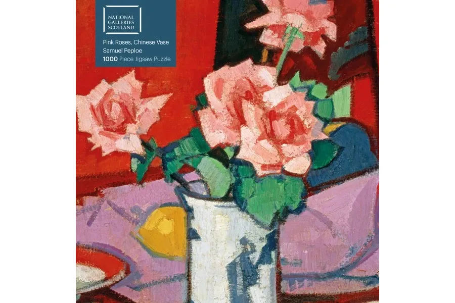 obrazek 1 Puzzle dla dorosłych National Galleries Scotland - Samuel Peploe: różowe róże, chiński wazon - Flame Tree Publishing