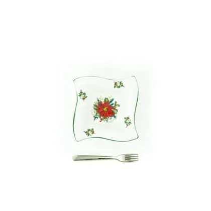 Zdjęcie Średnia kwadratowa miska świąteczna z motywem kwiatów – Le Ceramiche