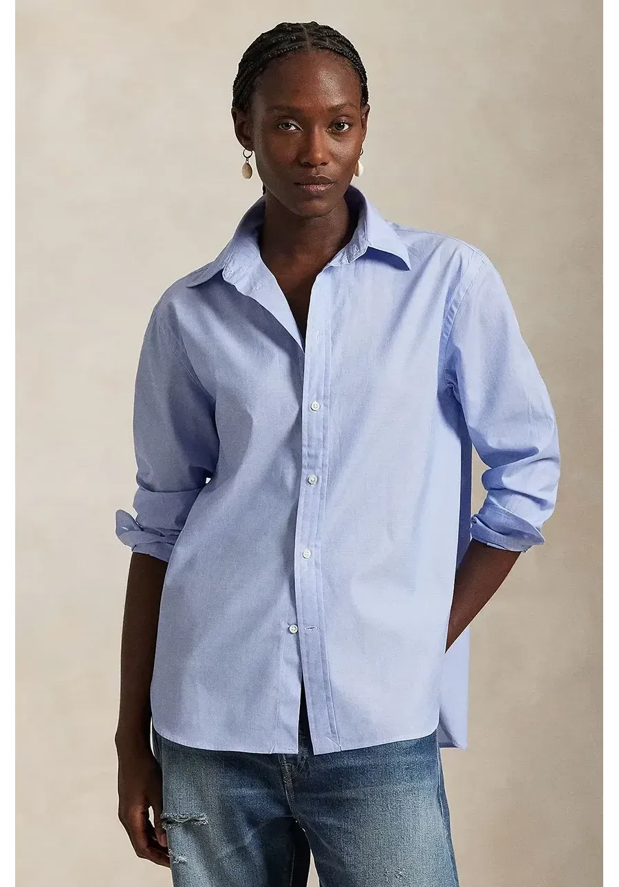 obrazek 1 Polo Ralph Lauren koszula bawełniana Long Sleeve Light Shirt damska kolor niebieski relaxed z kołnierzykiem klasycznym 211968220