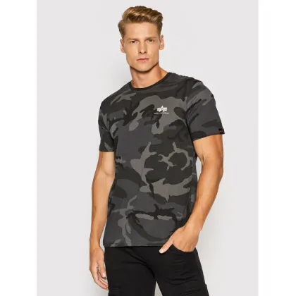 Zdjęcie Alpha Industries T-Shirt Backprint T Camo 128507C Czarny Regular Fit