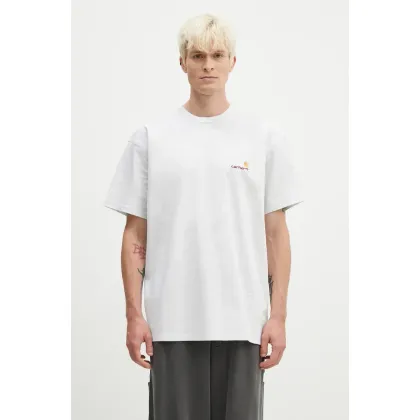 Zdjęcie Carhartt WIP t-shirt bawełniany S/S American Script kolor szary gładki I029956.