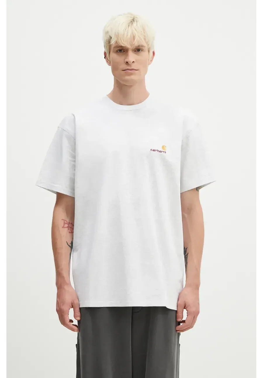 obrazek 1 Carhartt WIP t-shirt bawełniany S/S American Script kolor szary gładki I029956.