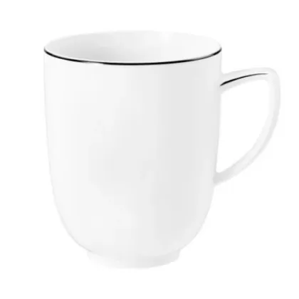Picture White porcelain classic mug with black rim - Tettau