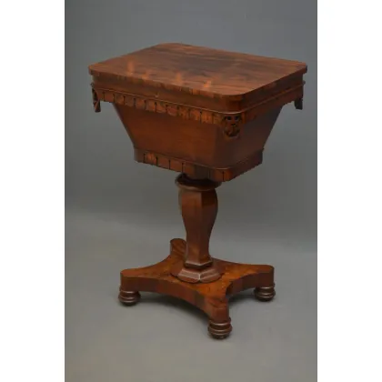 Zdjęcie Oszałamiający William IV, stół do szycia z drzewa różanego, z podnoszonym blatem - antyk